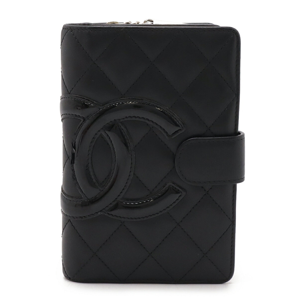Chanel Cambon Line Coco Mark Calf Enamel Bi-fold Wallet A50080