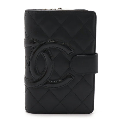 Chanel Cambon Line Coco Mark Calf Enamel Bi-fold Wallet A50080