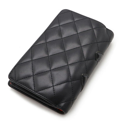 Chanel Cambon Line Coco Mark Calf Enamel Bi-fold Wallet A50080