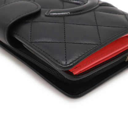 Chanel Cambon Line Coco Mark Calf Enamel Bi-fold Wallet A50080
