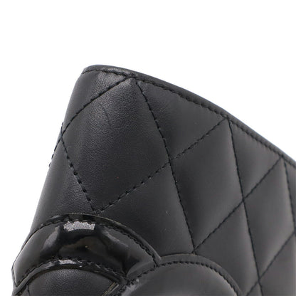 Chanel Cambon Line Coco Mark Calf Enamel Bi-fold Wallet A50080