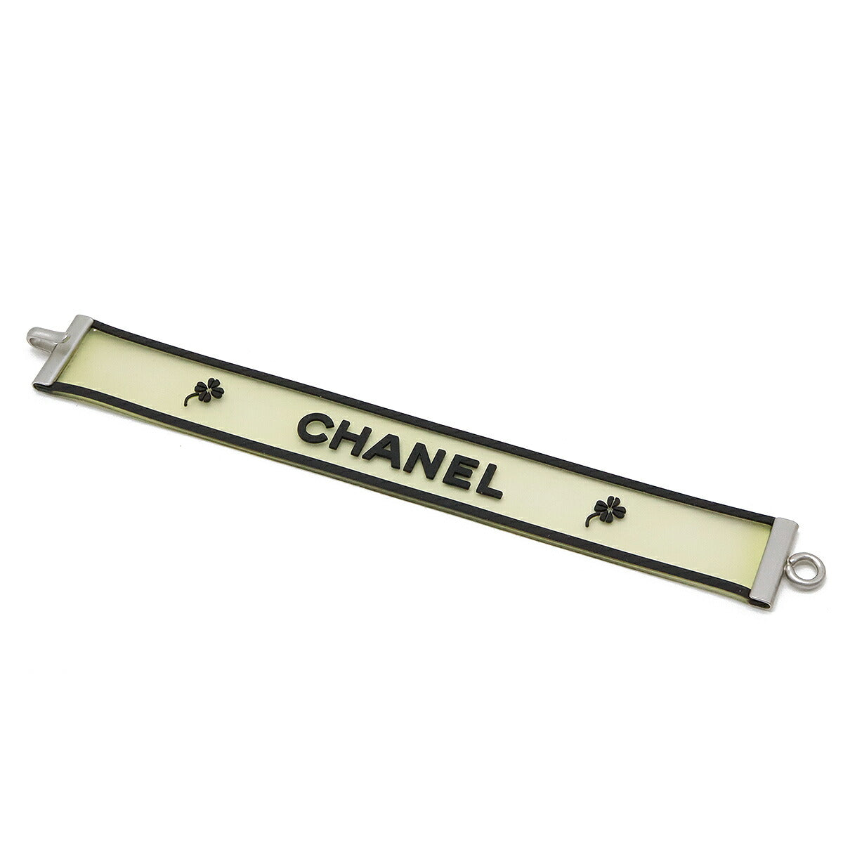 Chanel Rubber Logo Bracelet Black/Clear Silver Hardware A16344