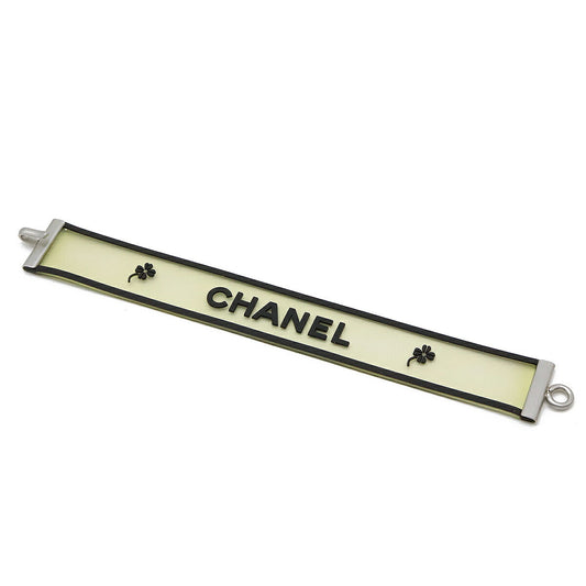 Chanel Rubber Logo Bracelet Black/Clear Silver Hardware A16344