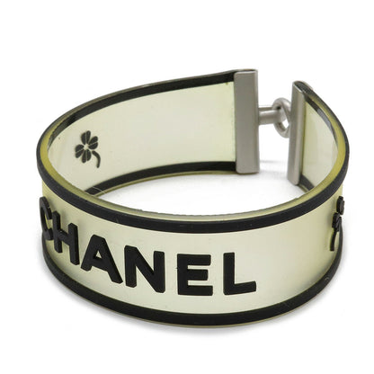 Chanel Rubber Logo Bracelet Black/Clear Silver Hardware A16344