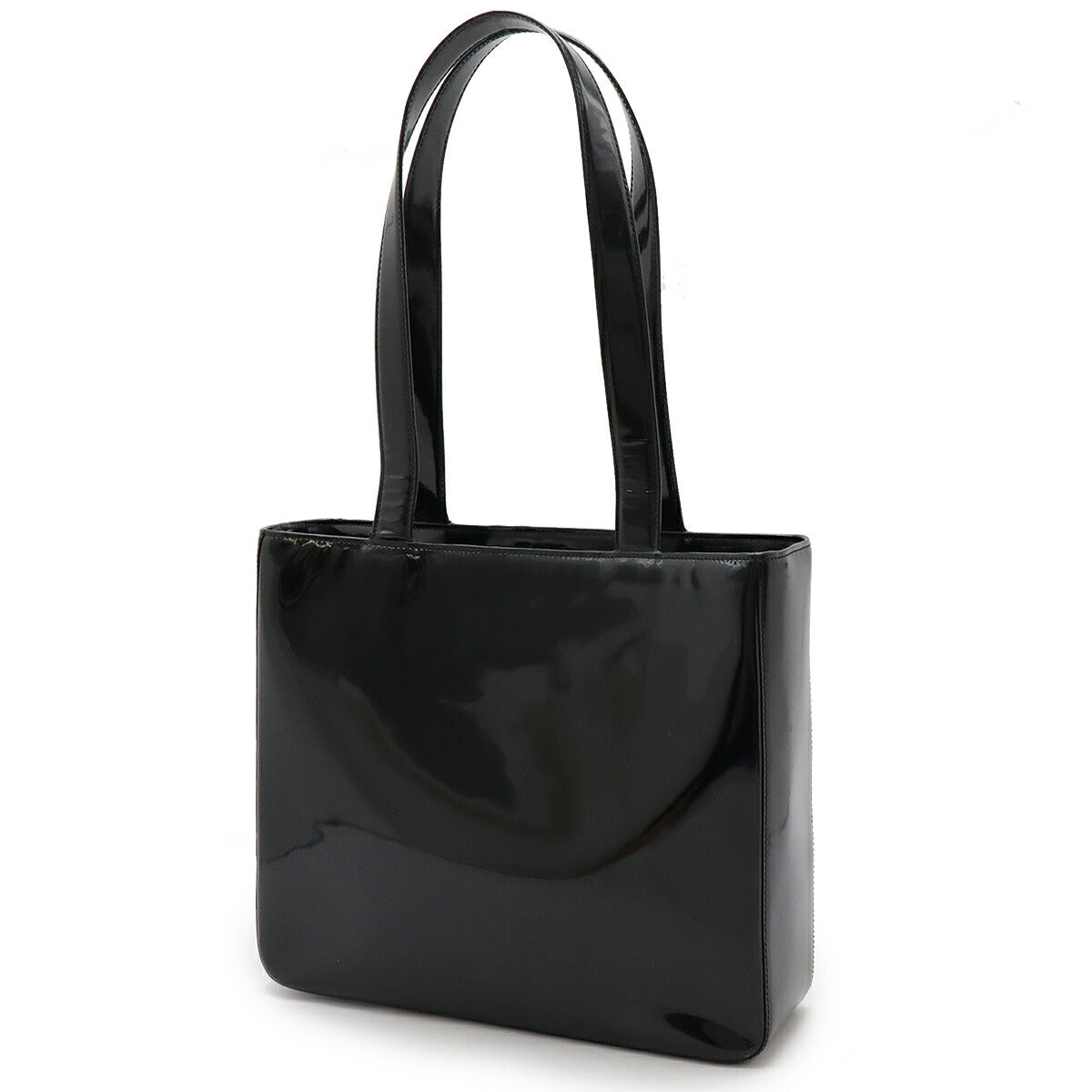 Chanel Patent Leather Logo 2way Bag Black