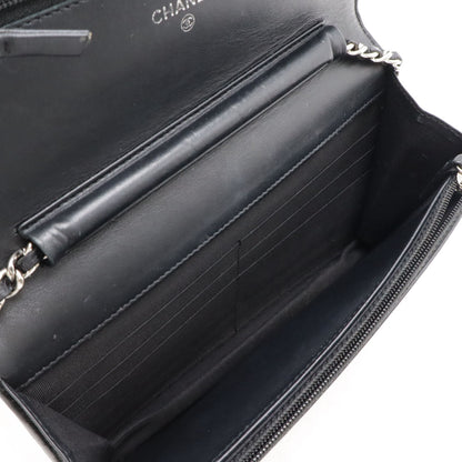 Chanel Caviar Skin Coco Mark Chain Wallet A48654