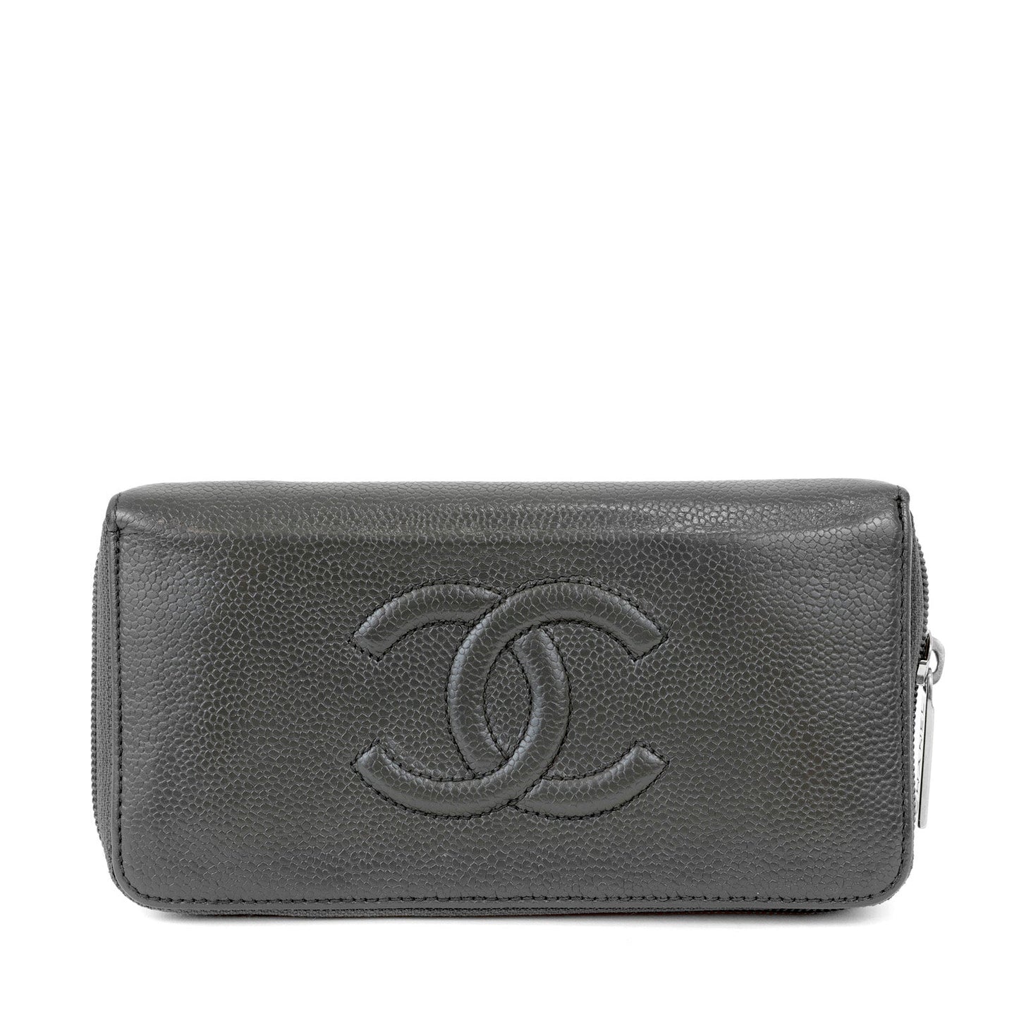 Chanel Gray Caviar wallet w/ CC