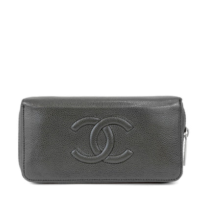 Chanel Gray Caviar wallet w/ CC