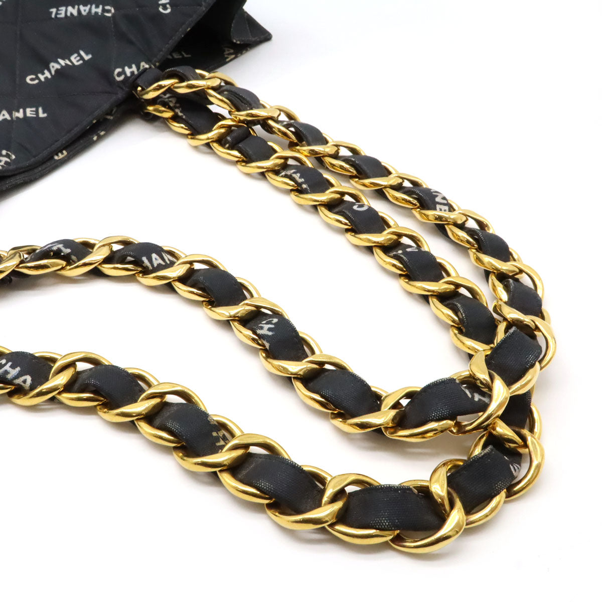 Chanel Coated Canvas Logo Chain Tote Bag Tote Bag