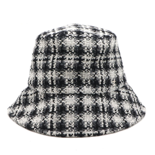 Chanel Tweed Coco Mark Bucket Hat Wool Hat