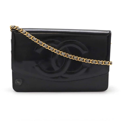 Chanel Patent Leather Coco Mark Chain Wallet Shoulder Bag