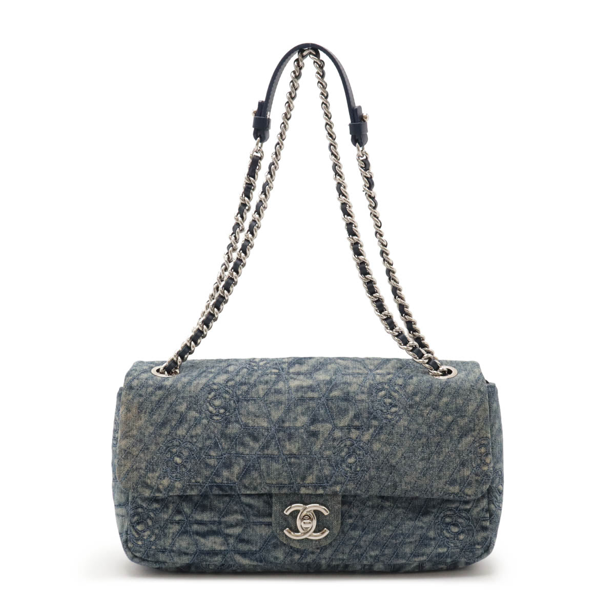 Chanel Denim Camellia Coco Mark Shoulder Bag