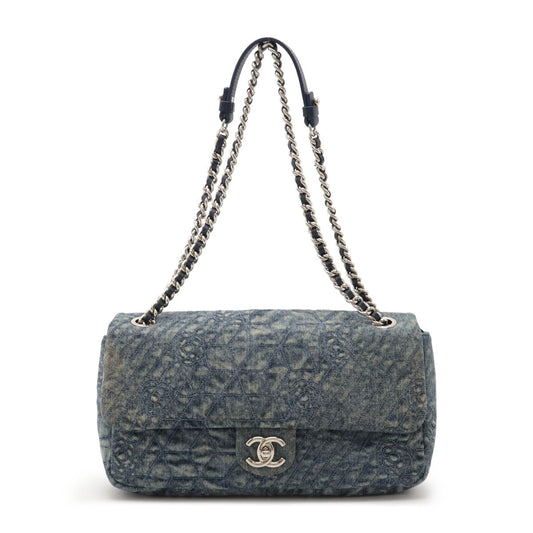 Chanel Denim Camellia Coco Mark Shoulder Bag