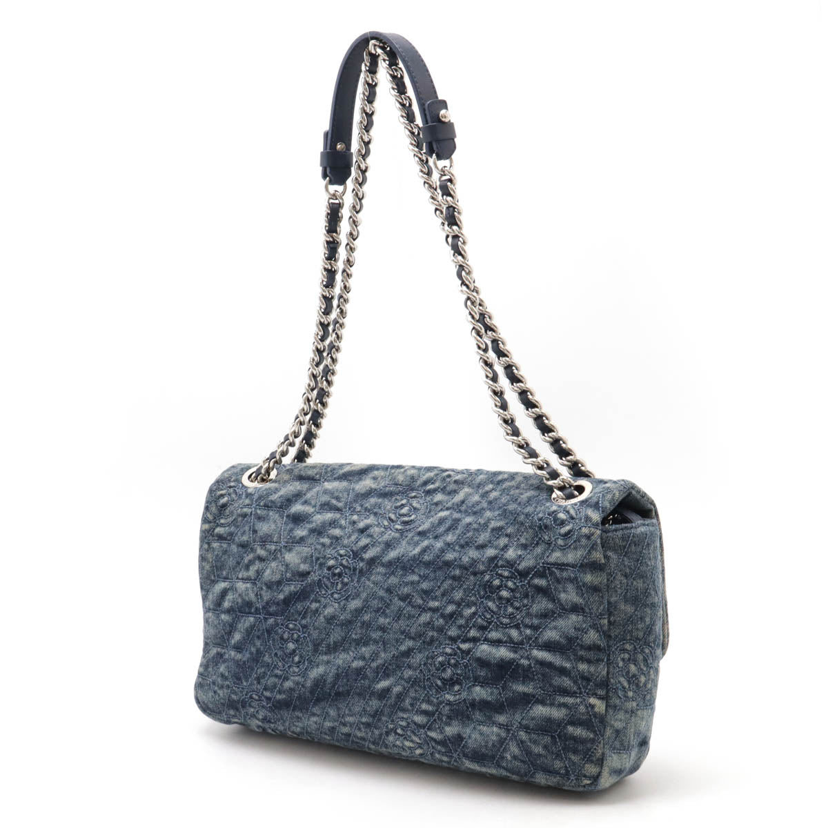 Chanel Denim Camellia Coco Mark Shoulder Bag