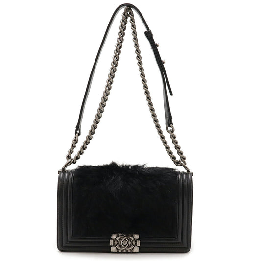 Chanel Lambskin Fur Boy Chanel Shoulder Bag