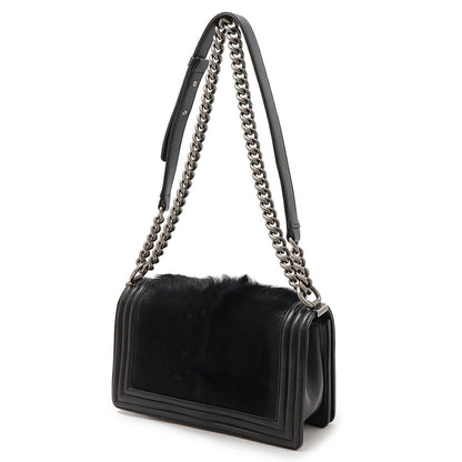 Chanel Lambskin Fur Boy Chanel Shoulder Bag