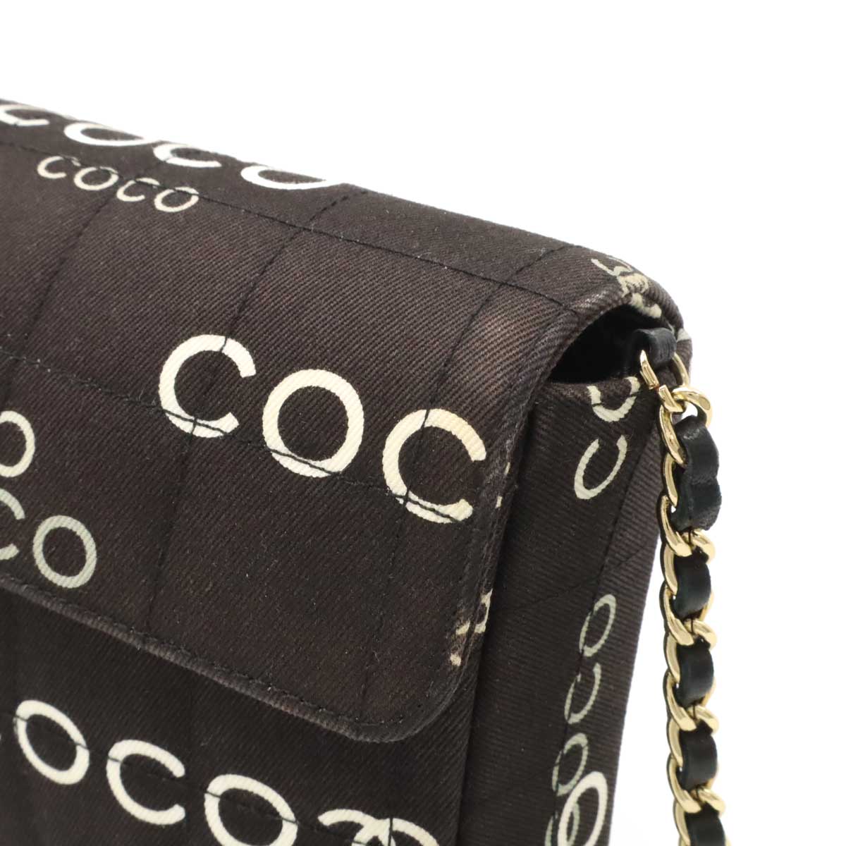 Chanel Canvas COCO Print Choco Bar Chain Shoulder Bag A15316