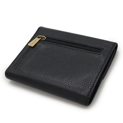 Chanel Caviar Skin Coco Mark Tri-fold Wallet Black Gold Hardware