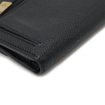 Chanel Caviar Skin Coco Mark Tri-fold Wallet Black Gold Hardware