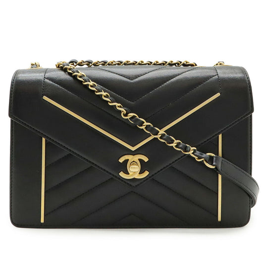 Chanel V Stitch Chevron Coco Mark Lambskin Shoulder Bag