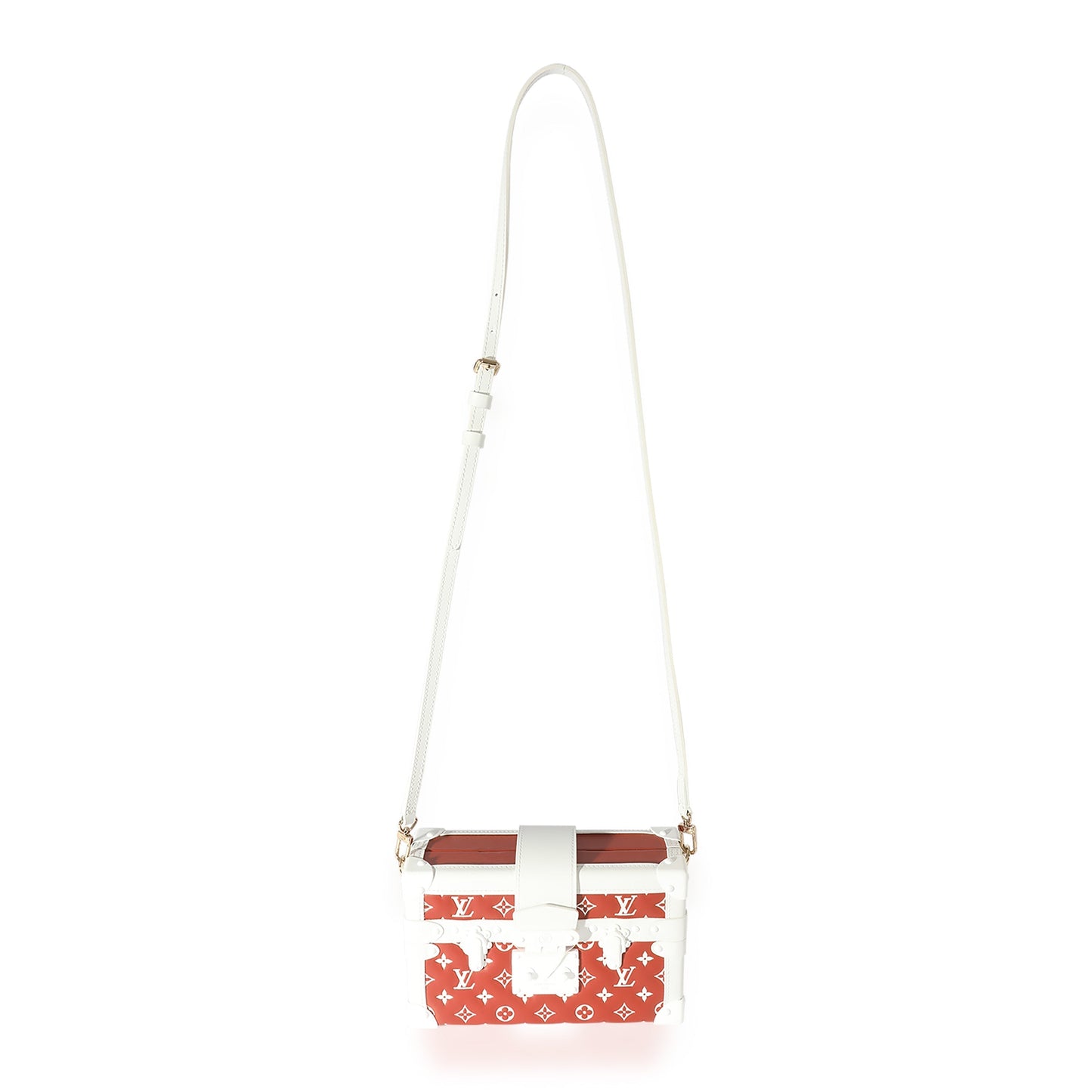 LOUIS VUITTON Terracotta & White Monogram Embossed Lambskin Petite Malle