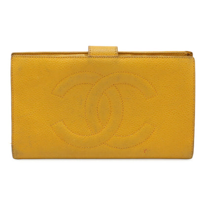 Chanel Coco Mark Caviar Leather Long Wallet