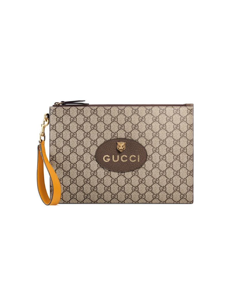 Gucci - Neo Vintage GG Supreme pouch - men - Leather/Canvas - One Size - Neutrals