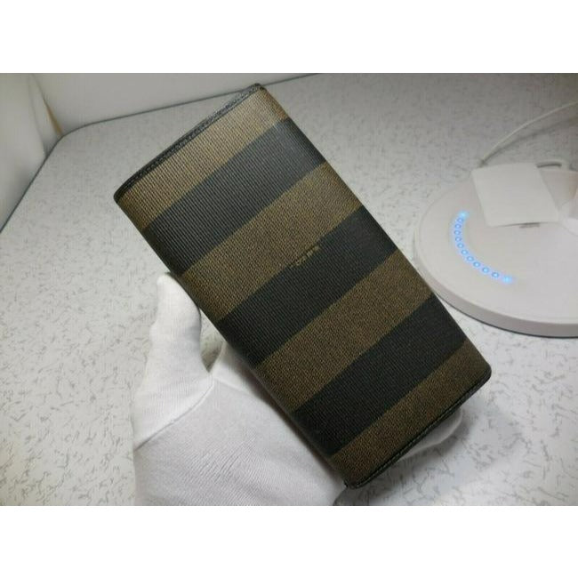 Fendi Pequin Wide Striped Print Xl Bi Fold Continental Wallet