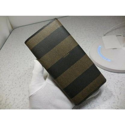 Fendi Pequin Wide Striped Print Xl Bi Fold Continental Wallet