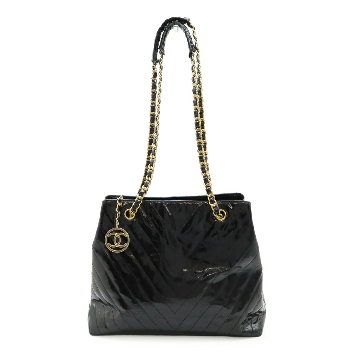 Chanel V Stitch Patent Leather Shoulder Bag