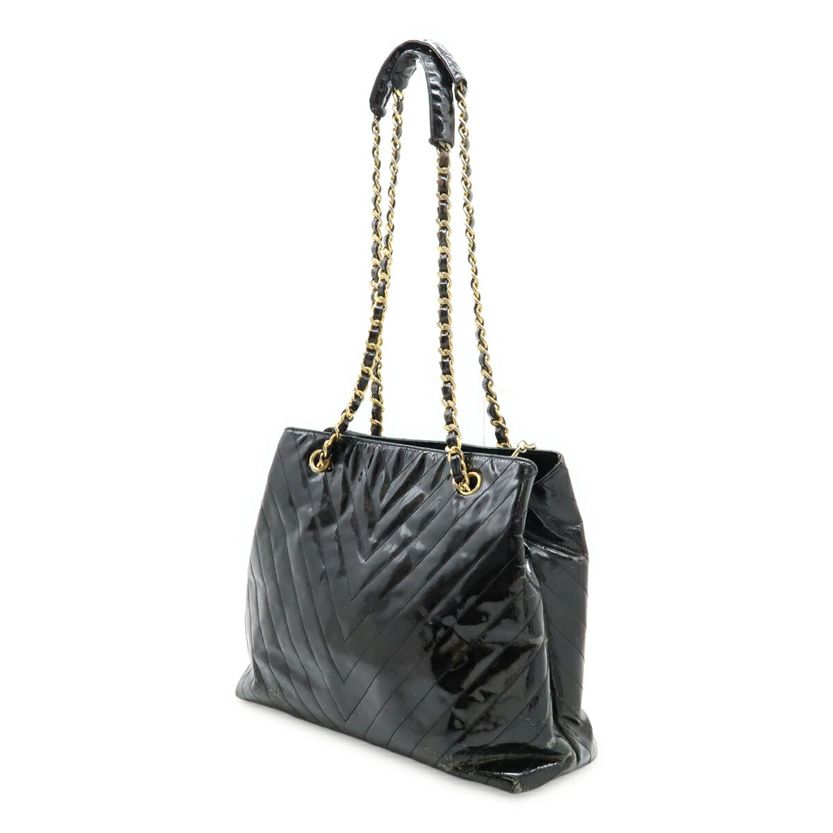 Chanel V Stitch Patent Leather Shoulder Bag