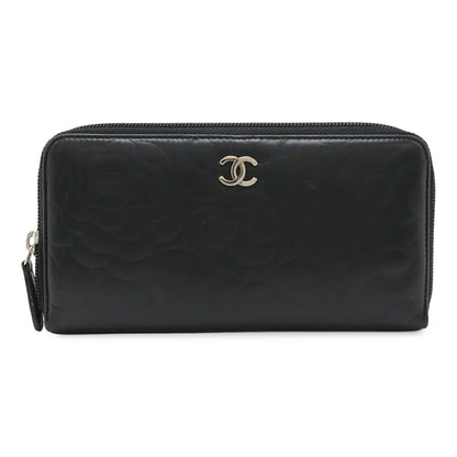 Chanel Camellia Coco Mark Lambskin Long Wallet