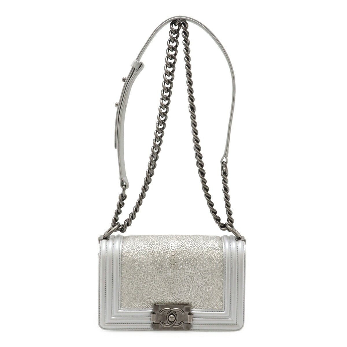 Chanel Boy Chanel Galuchat Metallic Leather Shoulder Bag