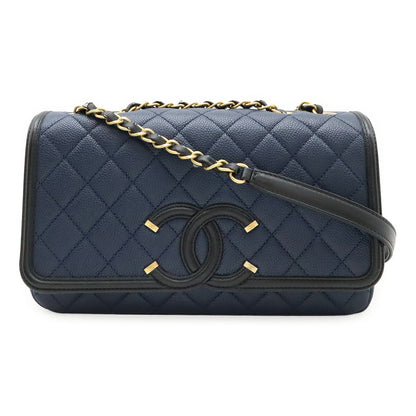 Chanel CC Filigree Caviar Leather Chain Shoulder Bag