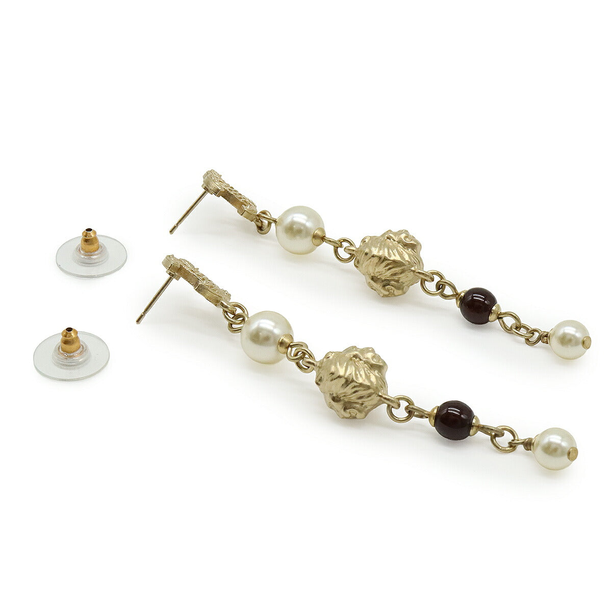 Chanel Coco Mark Lion Head Pearl Earrings
