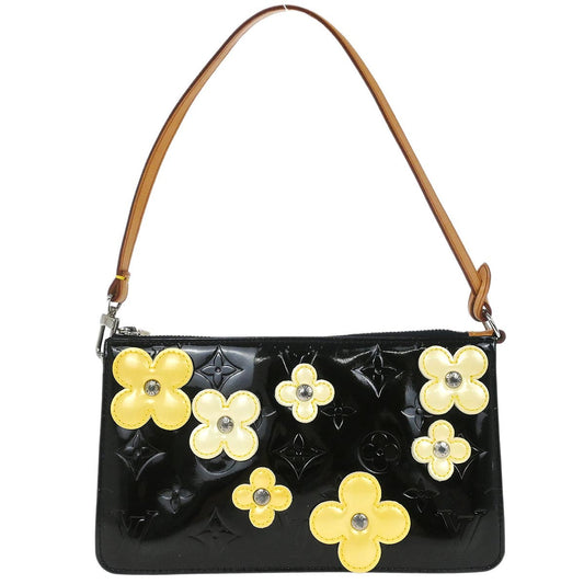 Louis Vuitton 2001 Black Vernis Flower Lexington Handbag M92245