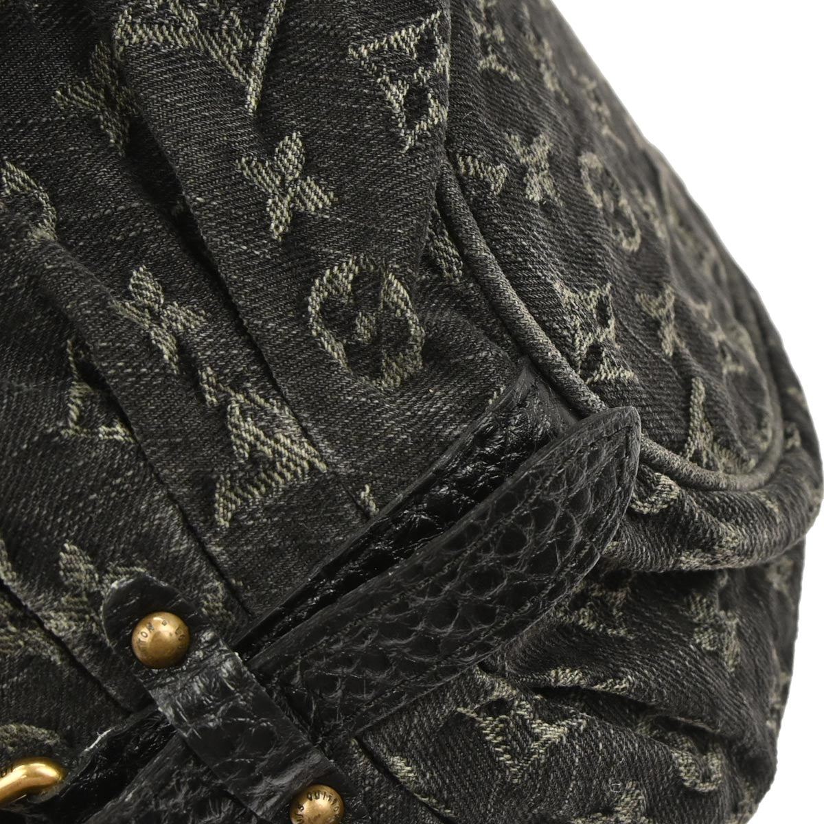 Louis Vuitton 2008 Black Monogram Denim XS Shoulder Bag M95608