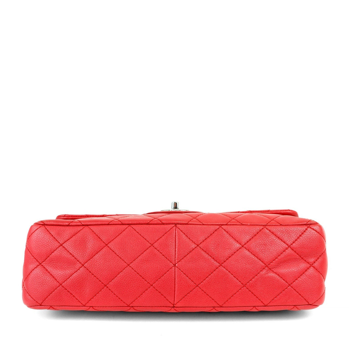 Chanel Red Lipstick Calf Single Flap Jumbo w/ Silver Hardware