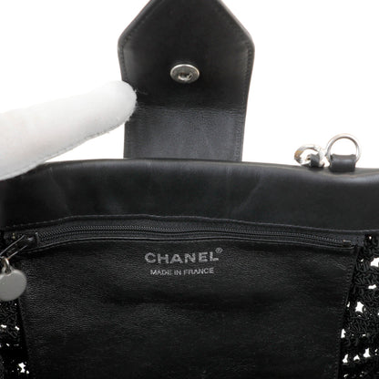 Chanel Black Crocheted Mini Tote with Silver Hardware