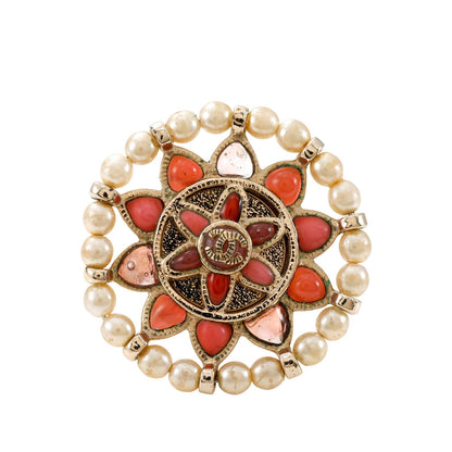 Chanel Large Crystal Flower Ring w/ CC Sz 5