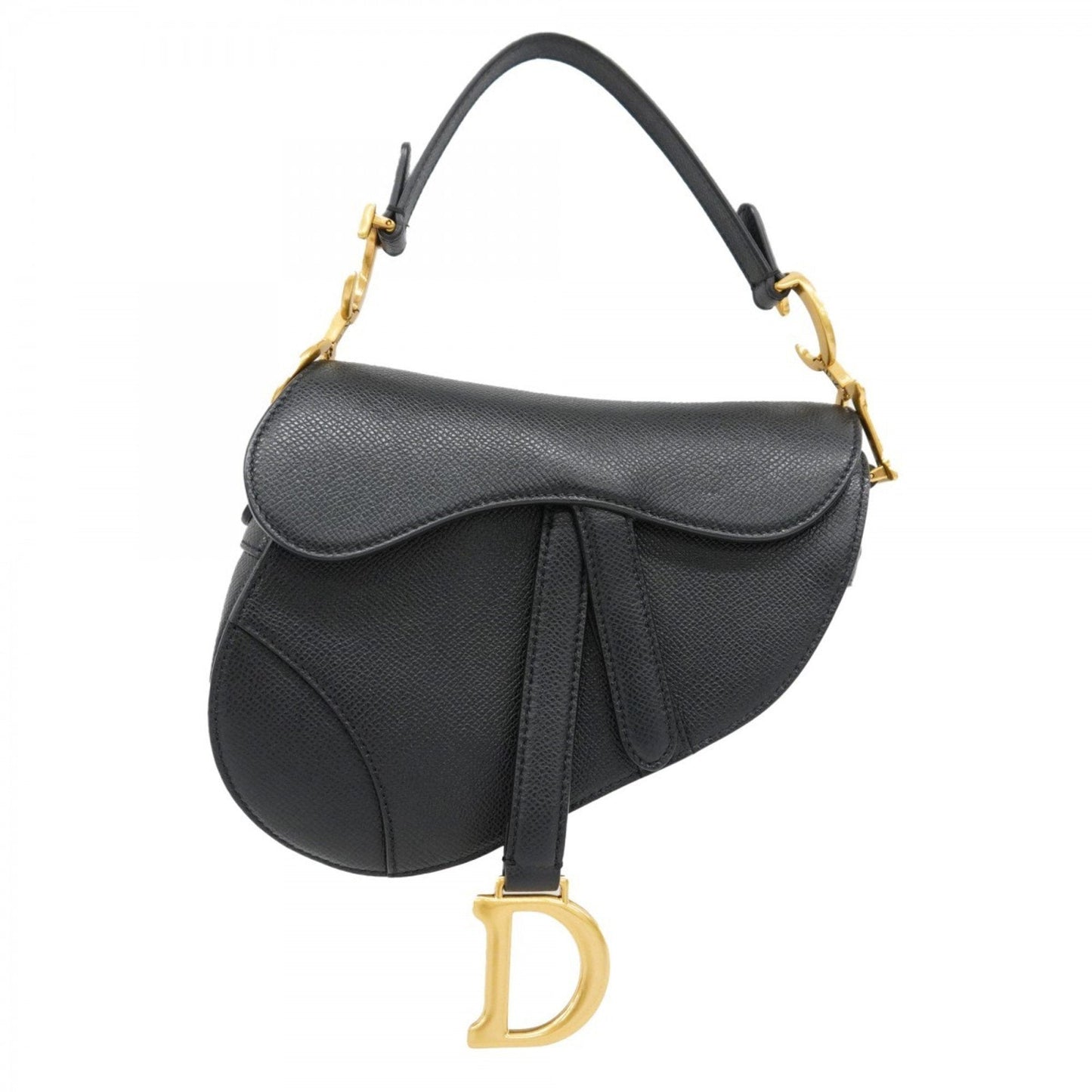 Christian Dior Saddle Handbag Leather Black Leather Handbag ()
