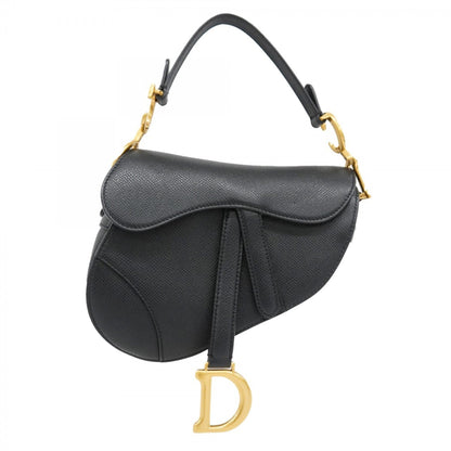 Christian Dior Saddle Handbag Leather Black Leather Handbag ()