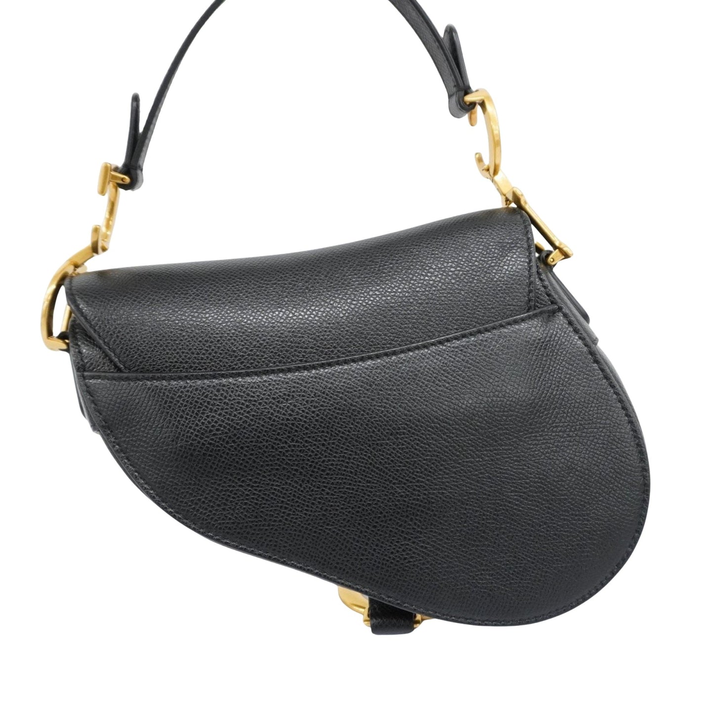 Christian Dior Saddle Handbag Leather Black Leather Handbag ()