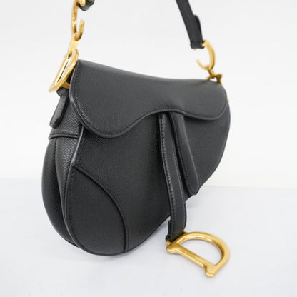 Christian Dior Saddle Handbag Leather Black Leather Handbag ()