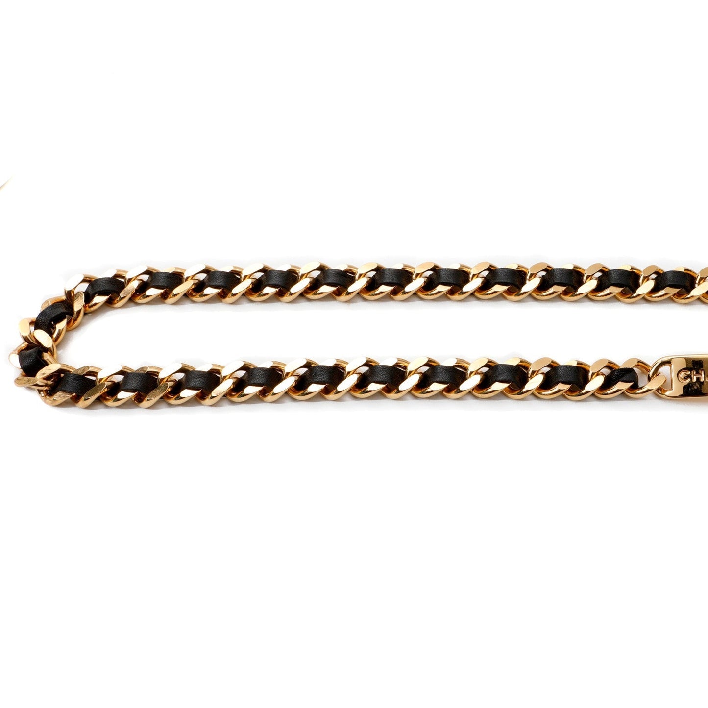 Chanel Black Leather and Chain CC Coin Belt