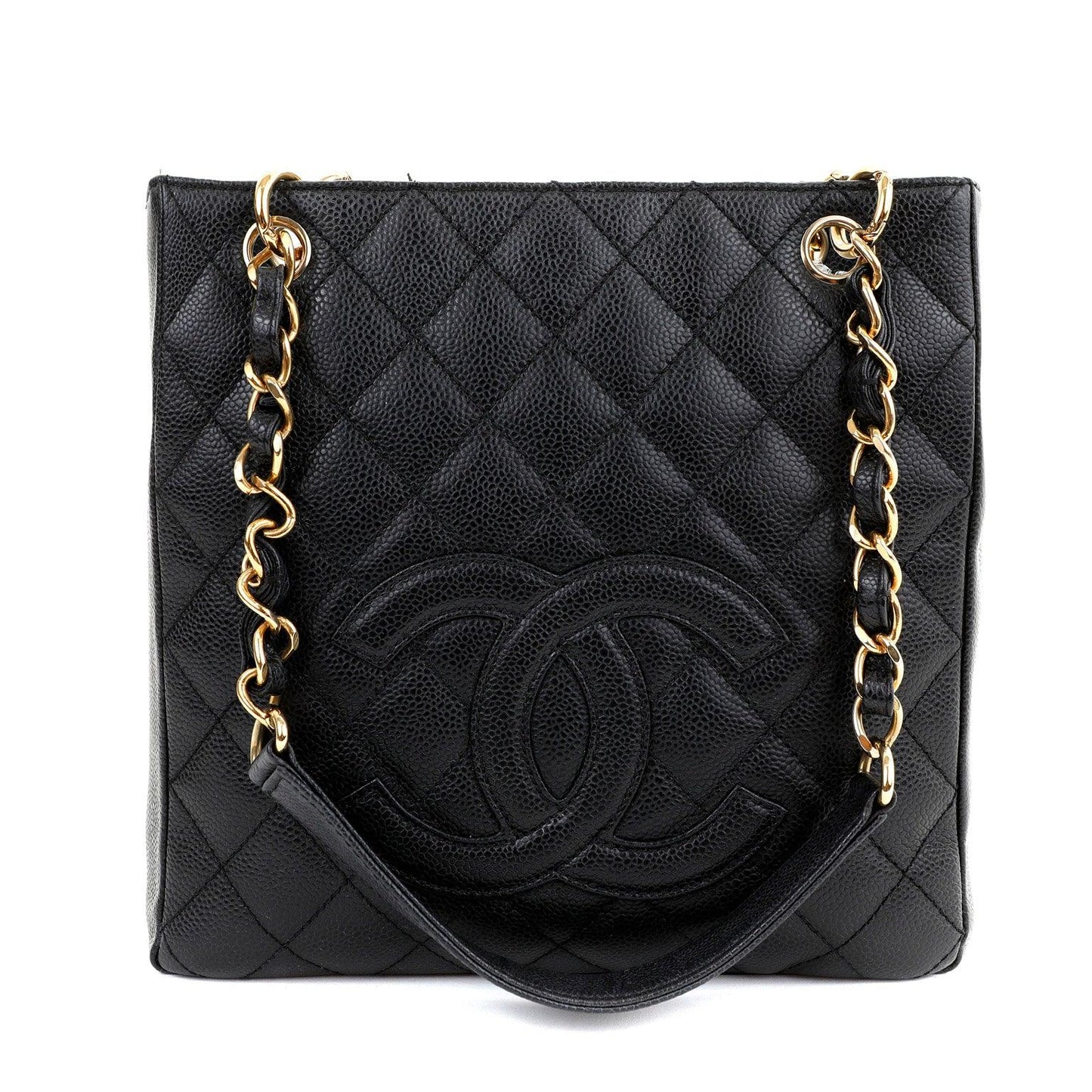 Chanel Black Caviar Petite Shopper Tote with Gold Hardware