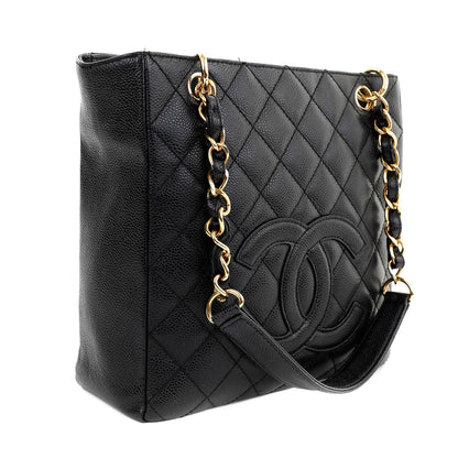 Chanel Black Caviar Petite Shopper Tote with Gold Hardware