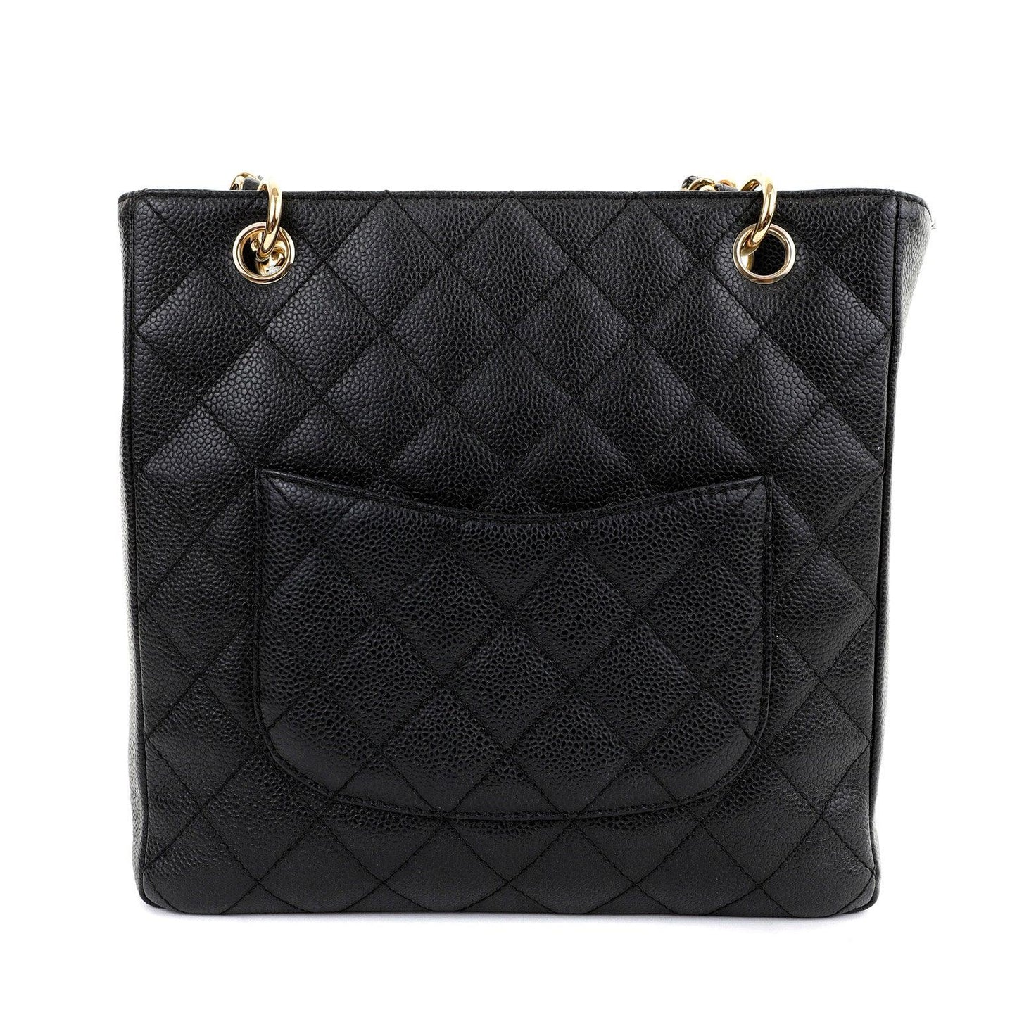 Chanel Black Caviar Petite Shopper Tote with Gold Hardware