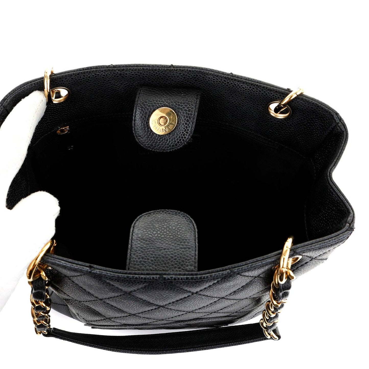 Chanel Black Caviar Petite Shopper Tote with Gold Hardware