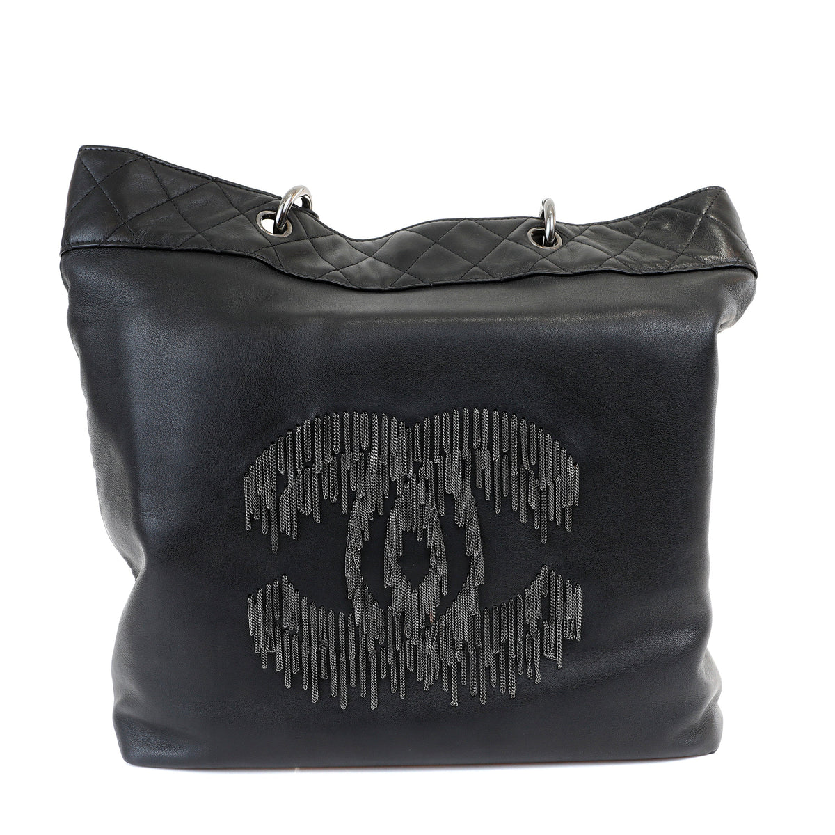 Chanel Black Lambskin Grand Cabernet Tote with Dripping Chains